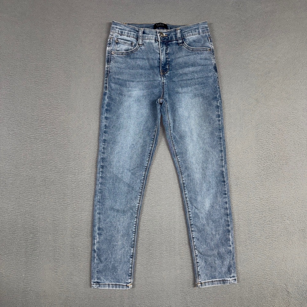Curve Appeal Jeans Womens 2 Blue Skinny Denim Stretch Medium Wash Distressed